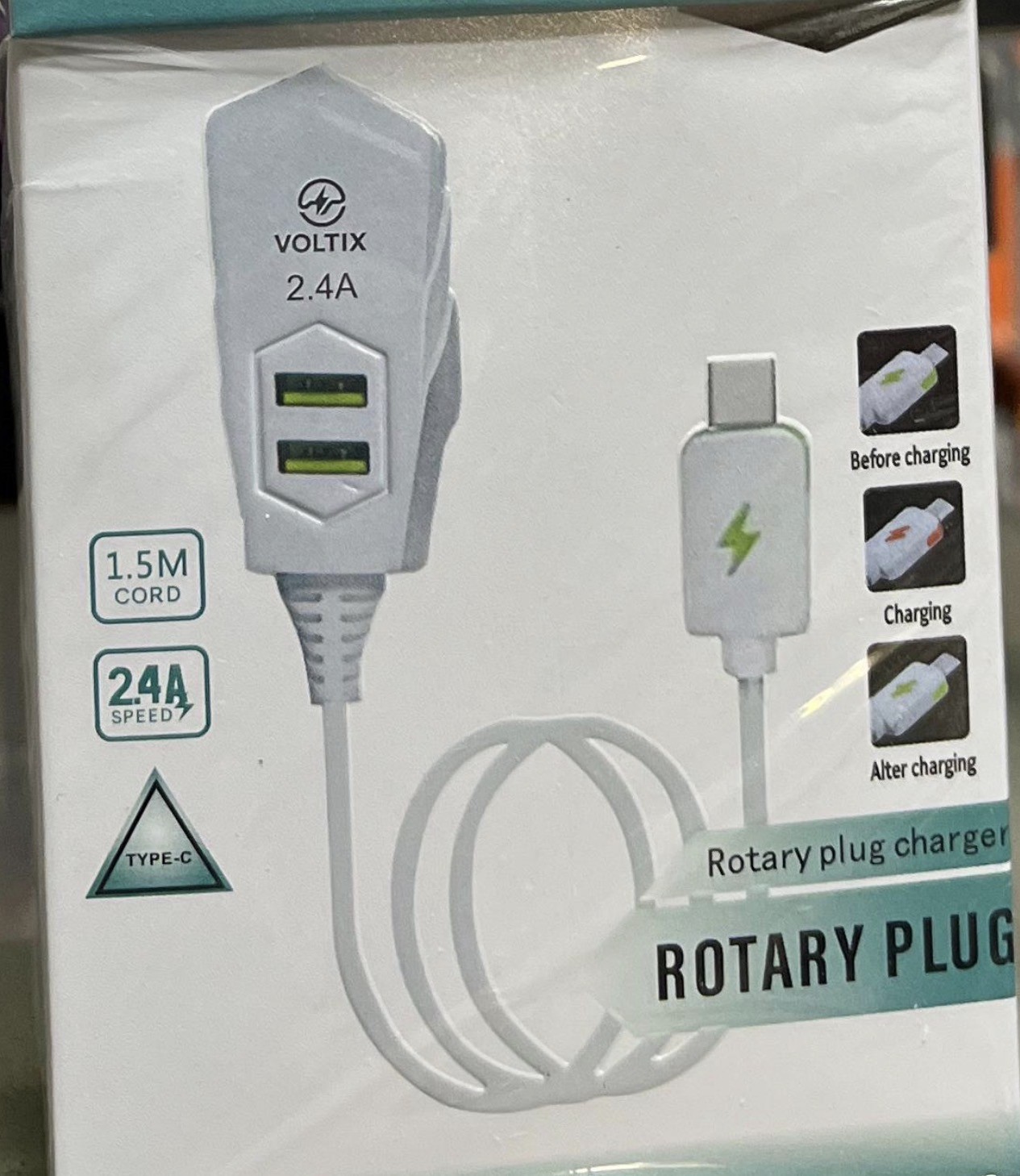 شاحن دوار CH VOLTIX 666T 2USB TC