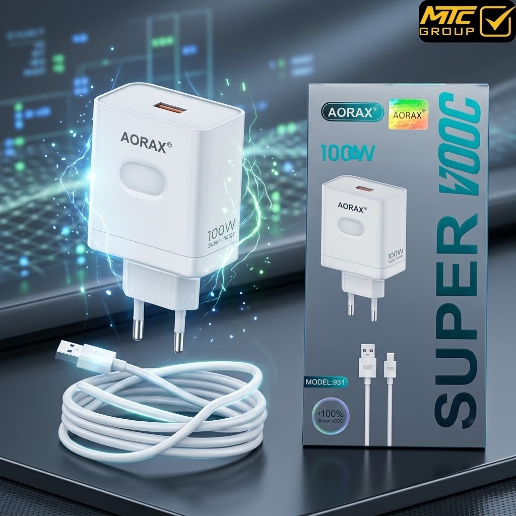 شاحن اوراكس (سوبر فووك) تايب سي 100 واط CH AORAX-931 S/VOOC TYPE-C 100W
