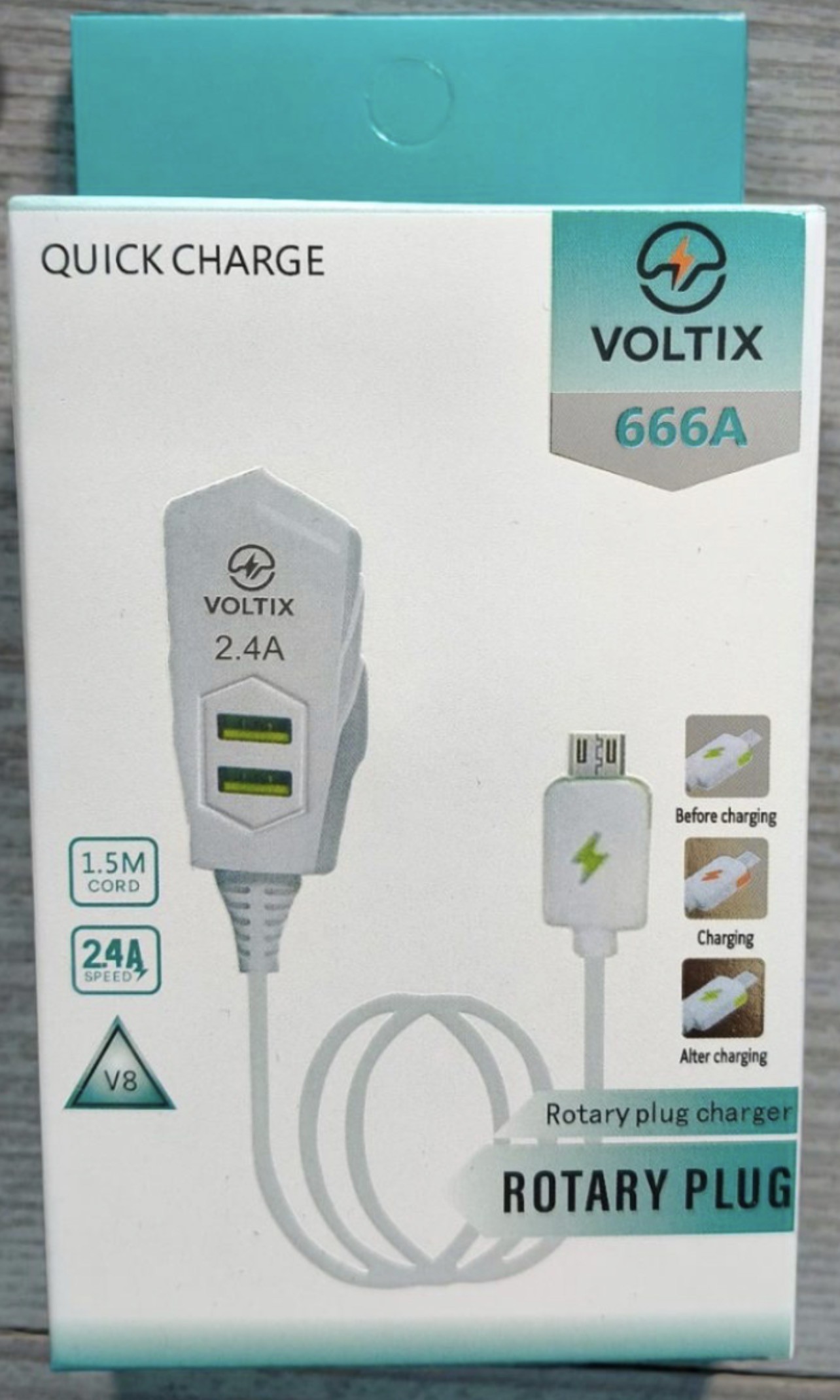 شاحن دوار CH VOLTIX 666A 2USB MICRO