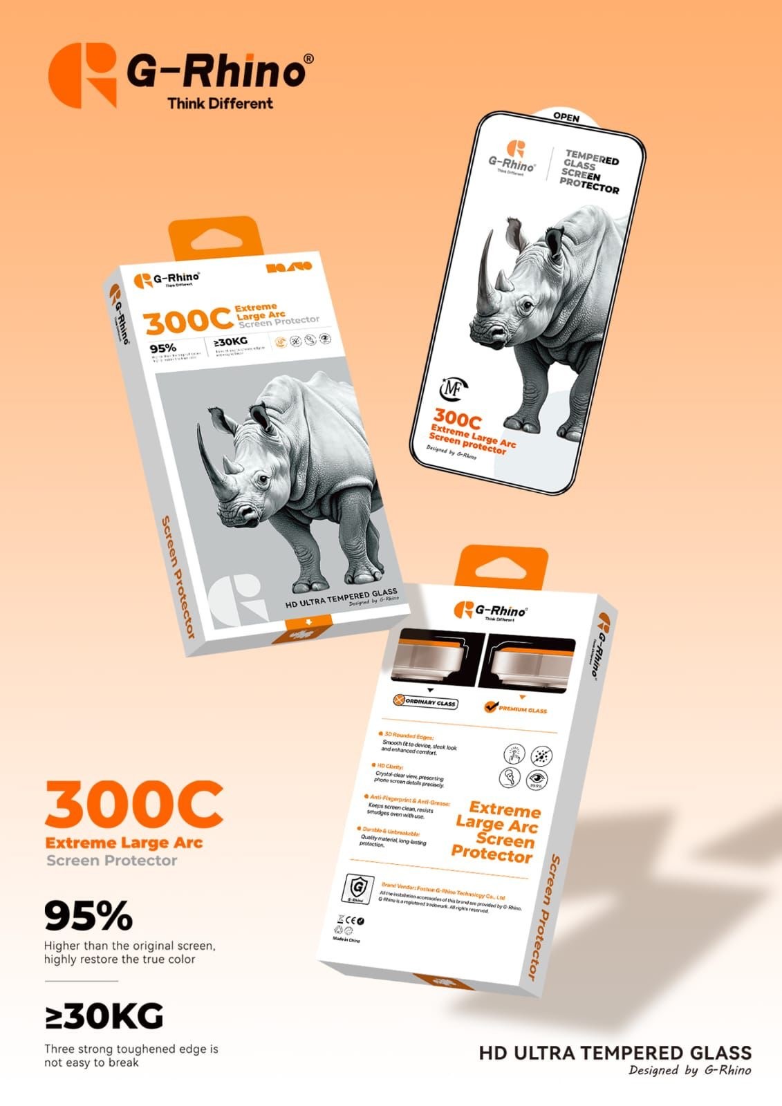 سكرين حماية جي رينو ايفون SCERRN G-RHINO UNICORN 300C IPHONE