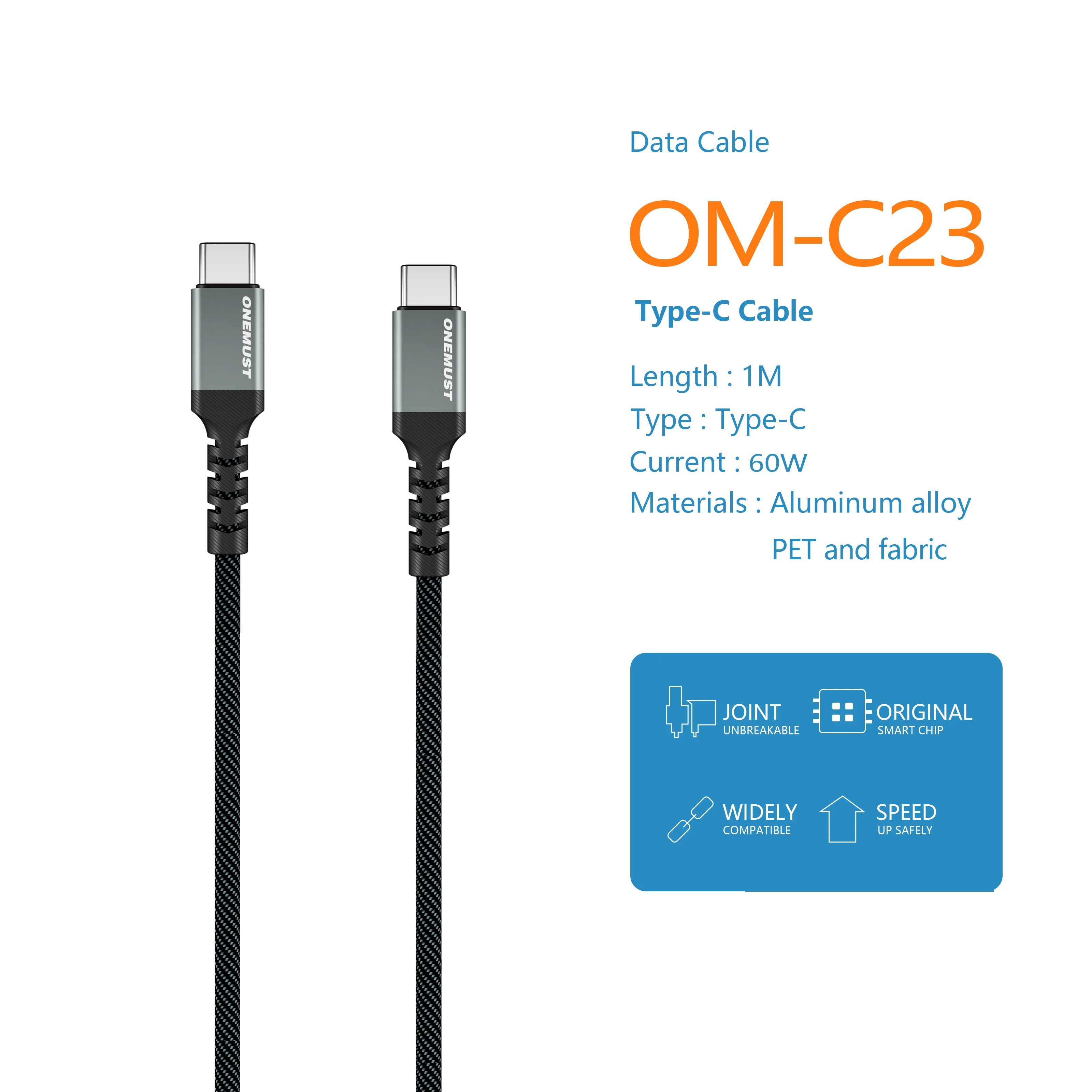 كابل ون ماست (تايب سي إلى تايب سي) 60 واط CL ONEMUST TC/TC OM-C23