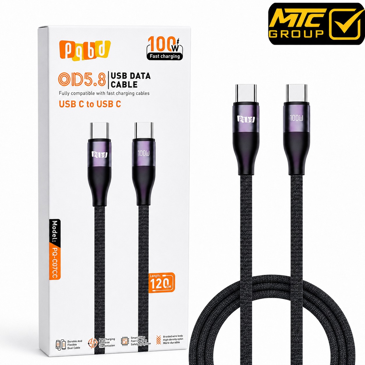 كابل بي كيو بي دي (تايب سي ، تايب سي) 100 mhm CL pqbd PQ-C07CC (TC-TC) 100W