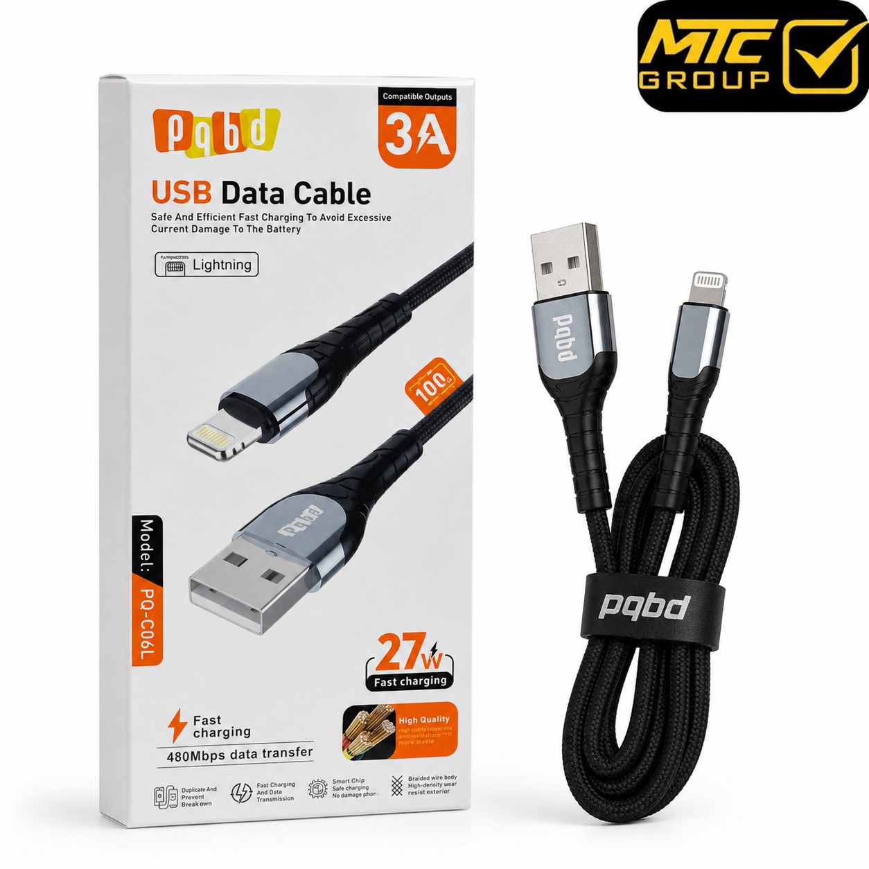كابل بي كيو بي دي (ايفون ، يو إس بي) 27 واط CL pqbd PQ-C06L IPH 27W