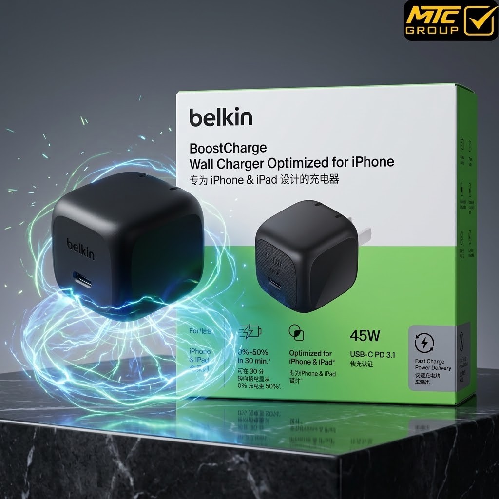 راس شحن بلكين (يو اس بي ، تايب سي) 45 واط BELKIN PLLUG 45W (USB-C) PD