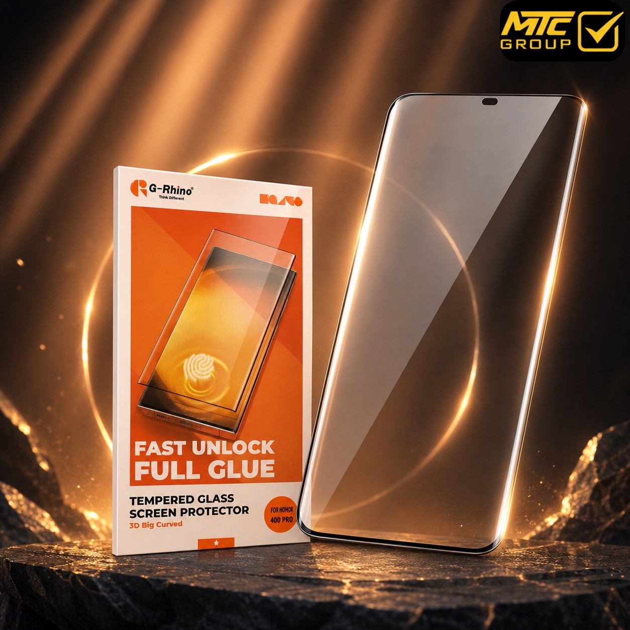 سكرين حماية زجاجي من جي رينو (ثلاثي الابعاد) لصق كامل SCREEN G-RHINO 3D FULL CLUE GLASS