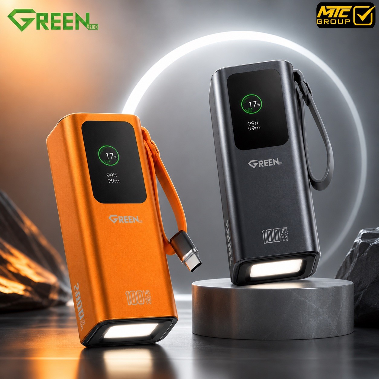 GREEN POWERBANK 20000mAh 100W PD SUPER FAST GE-B909 - تسوق الآن من MTC Group
