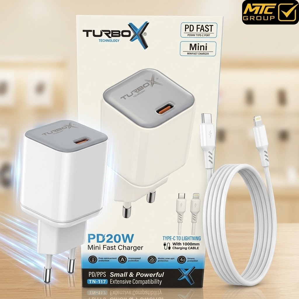 شاحن تربو اكس (تايب سي ، ايفون) 20 واط CH TURBOX TN117 20W TYPE-C TO IPH