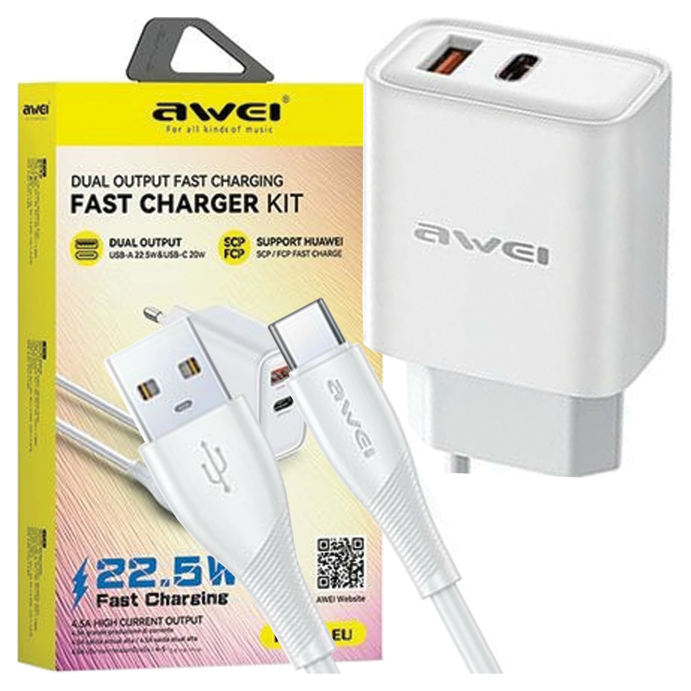 شاحن اوي (تايب سي) CH AWEI 22.5W PD81T-EU