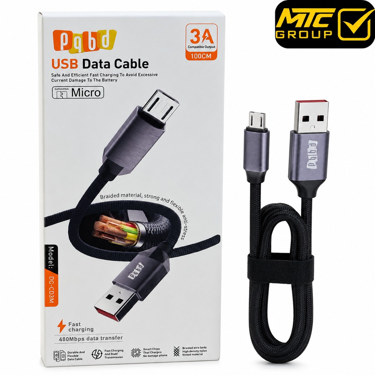 كابل بي كيو بي دي (مايكرو ، يو إس بي) 3 امبير CL pqbd PQ-C05M MICRO 3A