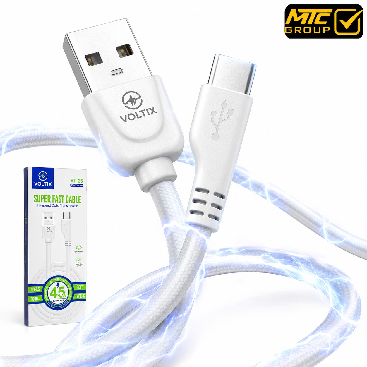 كابل فولتيكس (تايب سي ، يو إس بي) 45 واط CL VOLTIX VT-25 TC