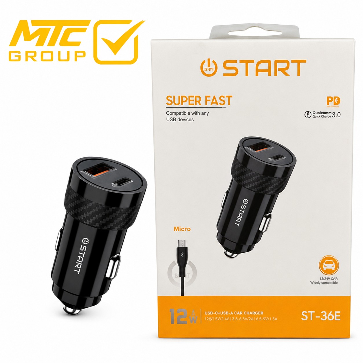 شاحن سيارة ستارت (مايكرو) 12 واط CC START ST-36E MICRO