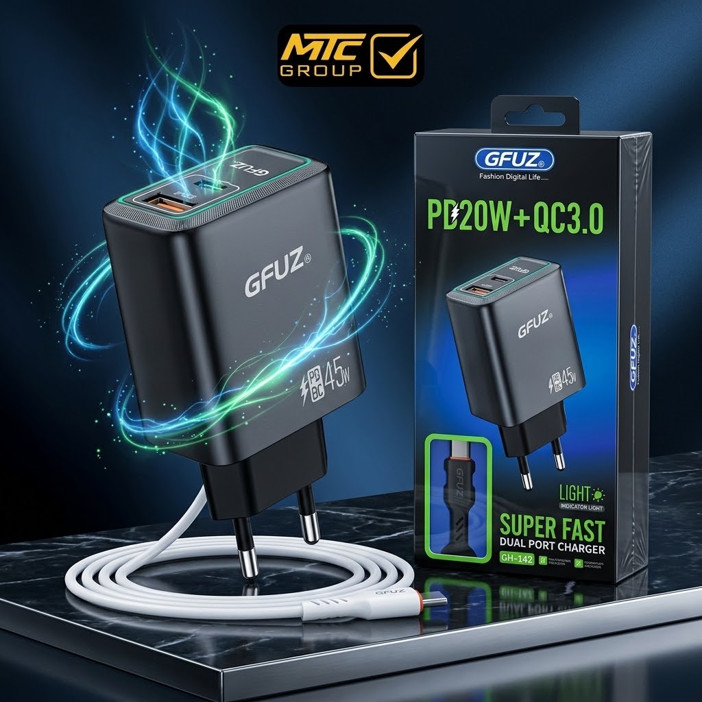 شاحن جيفيوز (تايب سي ، تايب سي) 45 واط CH GFUZ CH142 45W VOOC TYPE-C/C