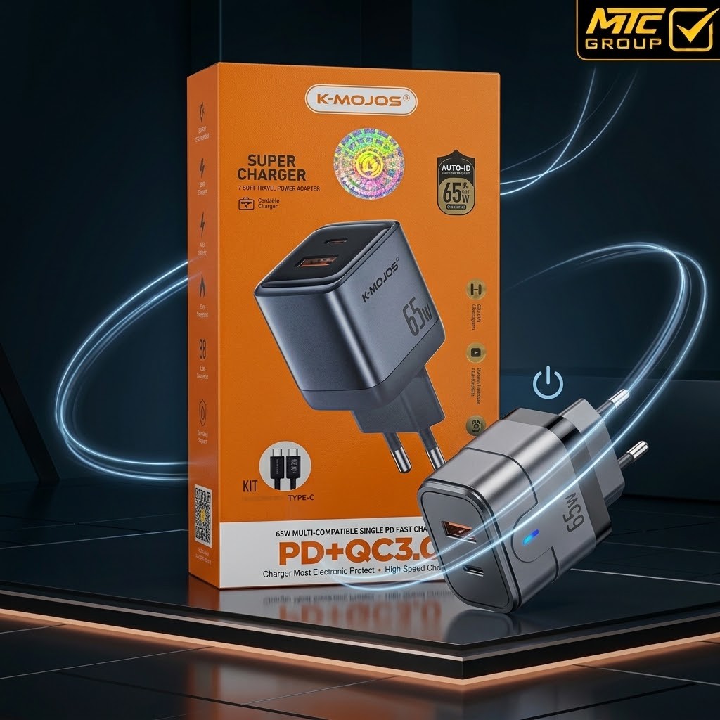 شاحن موجوس (تايب سي ، تايب سي) 65 واط CH K-MOJOS KMO-CH78 65W (TYPE-C/C)