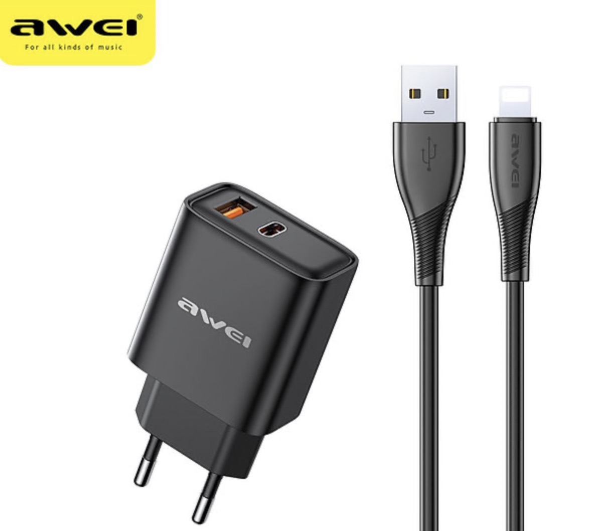 شاحن اوي (تايب سي ، يو إس بي) CH AWEI 22.5W PD81L-EU