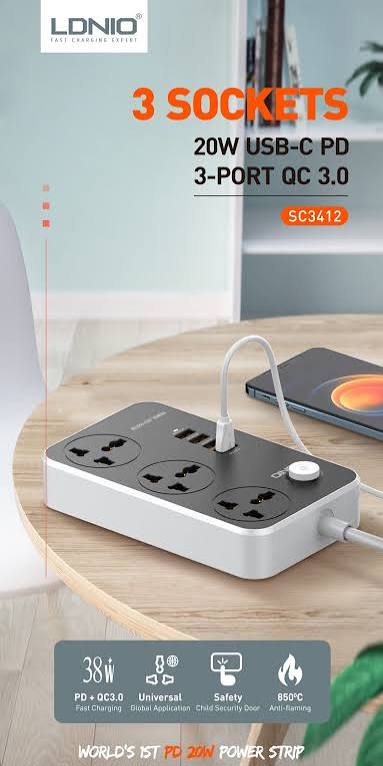 مشترك وشاحن ٣٨ واط LDNIO-SOCKET SC3412