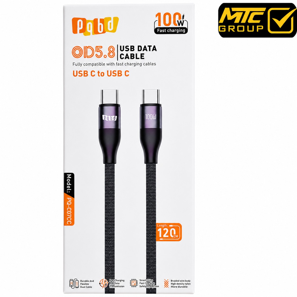 كابل بي كيو بي دي (تايب سي ، تايب سي) 100 mhm CL pqbd PQ-C07CC (TC-TC) 100W