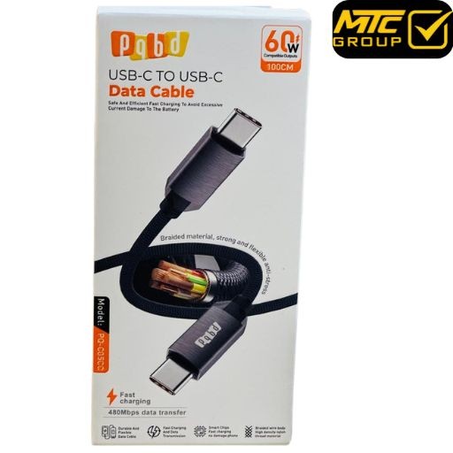 كابل "بي كيو بي دي" (تايب سي إلى تايب سي) 60 واط CL pqbd PQ-C05CC TC/TC 60W