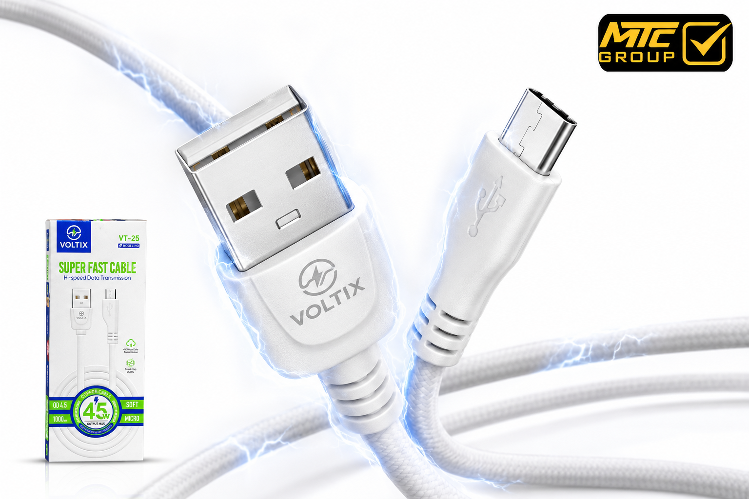 كابل فولتيكس (مايكرو ، يو إس بي) 45 واط CL VOLTIX VT-25 MICRO