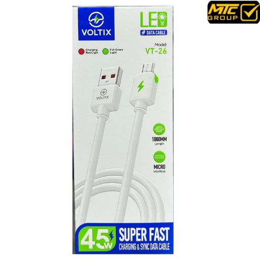 كابل فولتيكس ليد (مايكرو ، يو إس بي) 45 واط CL VOLTIX VT-26 MICRO